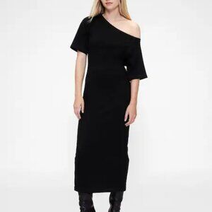 NWT Gap Studio Black Jersey Off-Shoulder Midi Dress